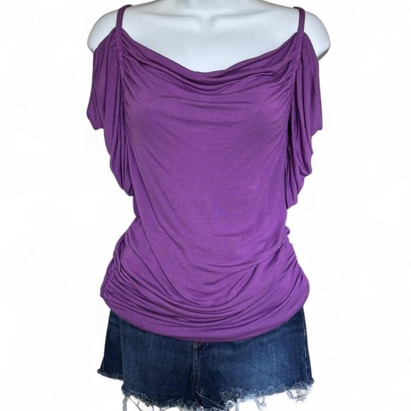 Purple Y2K Off-Shoulder Blouse - Picture 1 of 7
